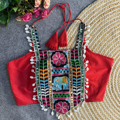 Navratri Special Multi-Color Sleeveless Blouse with Round Shell Detailing – Heavy Padded Partywear
